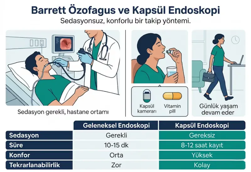 Barrett özofagus kapsül endoskopi takip non-invaziv