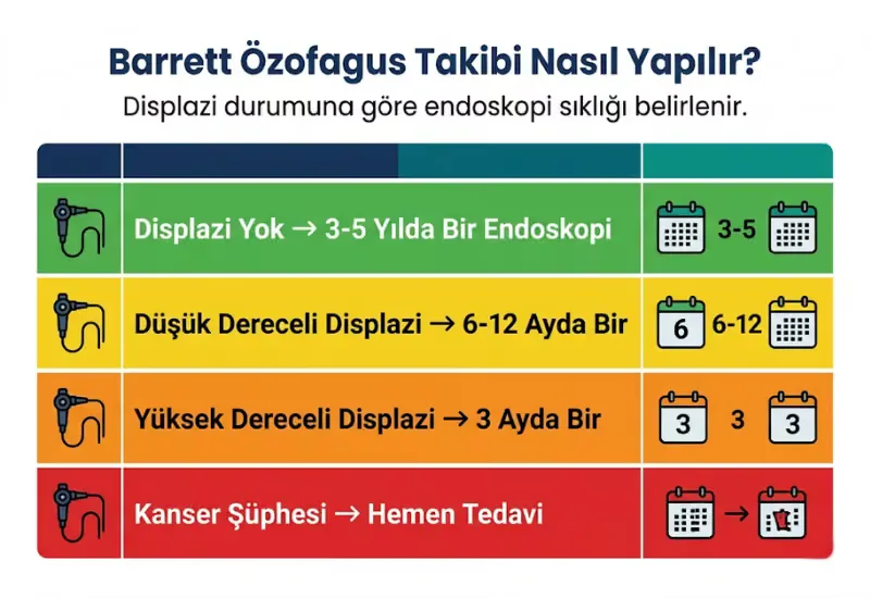 Barrett özofagus takip endoskopi displazi kontrol süresi