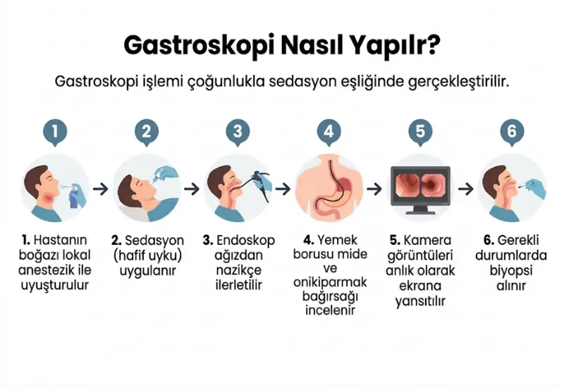 Gastroskopi nasıl yapılır infografiği