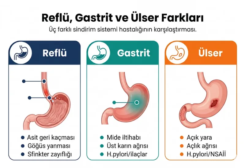 Reflü gastrit ülser farkı karşılaştırma tablosu