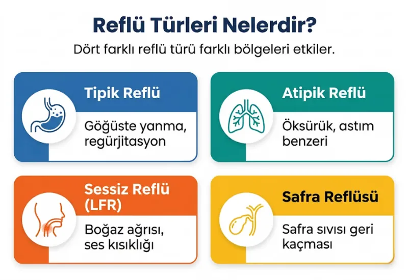 Reflü türleri infografiği