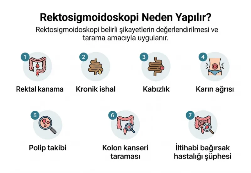 Rektosigmoidoskopi neden yapılır infografiği