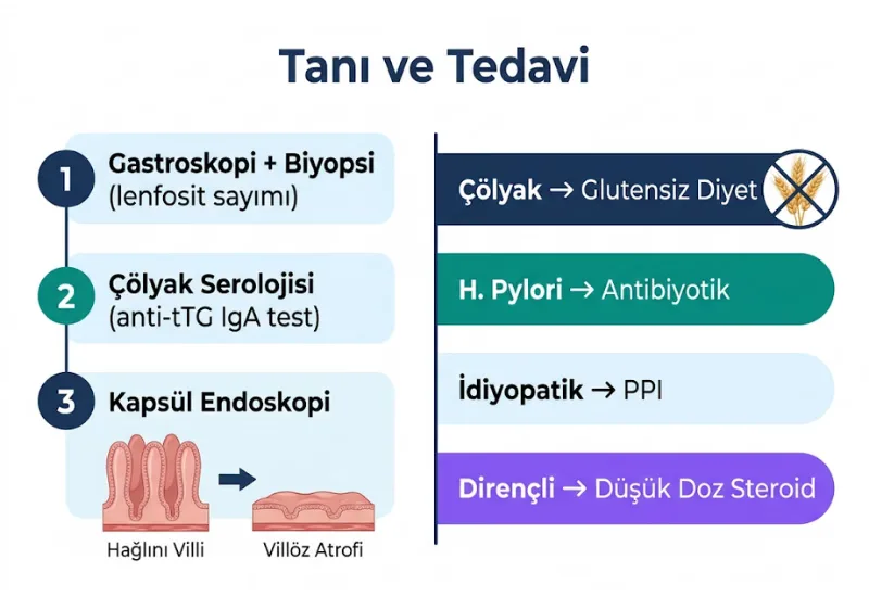 Lenfositik gastrit tan\u0131 tedavi kaps\u00fcl endoskopi \u00e7\u00f6lyak vill\u00f6z atrofi