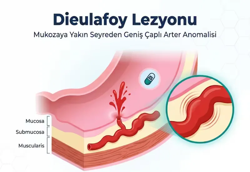 Dieulafoy lezyonu nedir submukozal arter kanama infografik
